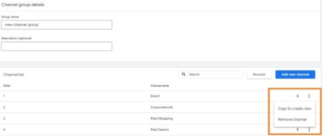 remove channel group ga4